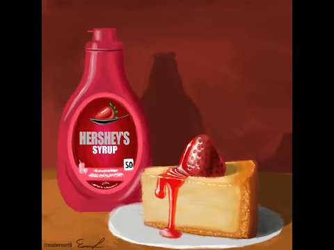 Painting Strawberry Cheesecake on Procreate #art #digitalart #procreate #food #dessert #hershey
