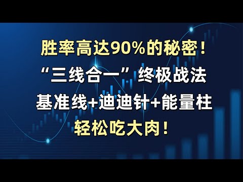胜率高达90%的秘密，“三线合一”终极战法：基准线+迪迪针+能量柱，轻松吃大肉！#量化交易 #tradingview #比特币 #btc #以太坊 #指标技术 #crypto #交易策略#技术分析