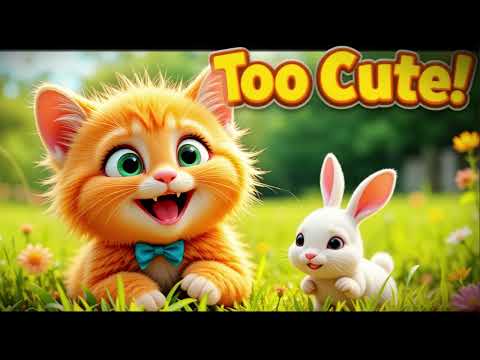 "Adorable 3D Chubby Kitten & Baby Rabbit Playtime 🐱🐇 | Cutest Pixar-Style Fun Ever #catlovers #aicat