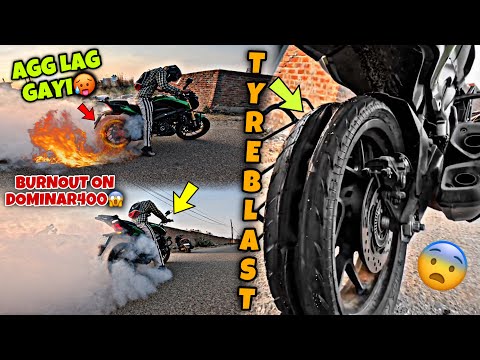 BURNOUT ON DOMINAR400😱 AGG LAG GAYI🥵 TYRE BLAST😨 || Moto Rider Karan