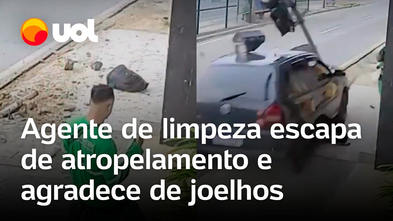 Homem escapa por pouco de atropelamento e agradece de joelhos em Aracaju veja vídeo