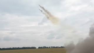 Combat operation Uragan multiple rocket launchers in the course of fire missions