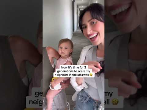 3 generations scaring neighbors in a stairwell 🤣 #shorts