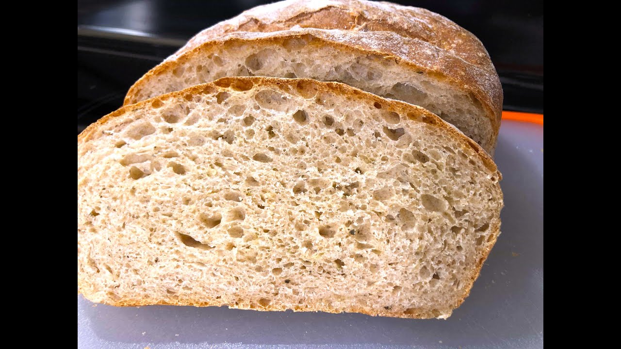 Вкусный Хлеб Без Замеса. Деревенский ИТАЛЬЯНСКИЙ ХЛЕБ с цельнозерновой мукой