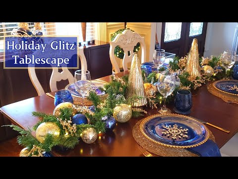 Decorating A  Dining Room For Christmas | Holiday Glitz Blue & Gold