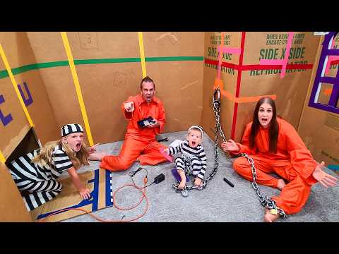 Box Fort Prison Escape!!! Whole Family Locked Up!