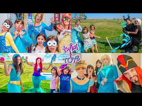 Elsa's Princess Pretend Play With Cinderella, Ariel, Jasmine, Maleficent, and Ursula!