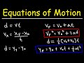 Kinematics and Motion Formulas