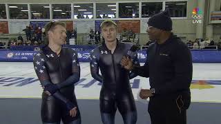 Jordan STOLZ & Cooper MCLEOD Interview After 500m Race 1 US Olympic Trials
