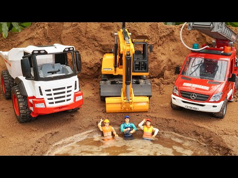 Bangun Kolam Renang Truk Pemadam Kebakaran Excavator Mobil Truk Mainan