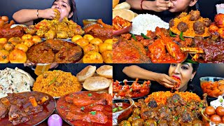 ASMR EATING SPICY CHICKEN CURRY, MUTTON CURRY, BIRYANI | BEST INDIAN FOOD MUKBANG |Foodie India|