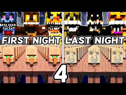 I Made 100 Villagers Simulate Survival At Five Nights at Freddy’s 4 in Minecraft