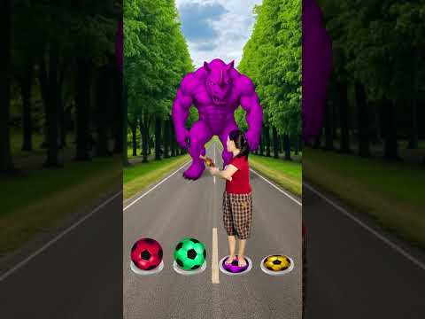 I jump on rotating colour ball to dinosaur, rhino, tiger, Siren head #shorts #youtubeshorts
