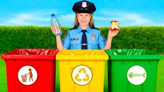 Nastya and the police teach Kids to Sort Rubbish and save the Planet