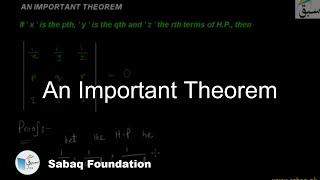 An Important Theorem