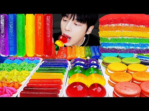 ASMR MUKBANG | 직접 만든 갤럭시 꿀젤리 레인보우 디저트 아이스크림 먹방 & 레시피 DESSERT GALAXY HONEY JELLY CANDY