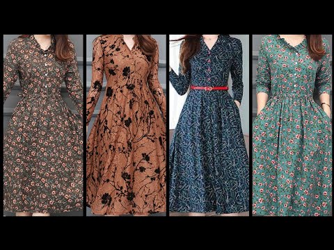 college and office girls designer skater dresses design collection 2020 plain fabric frocks style
