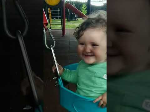 Baby's First Outdoor Swings Ride - She is so Happy!