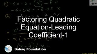 Factoring Quadratic Equation-Leading Coefficient-1