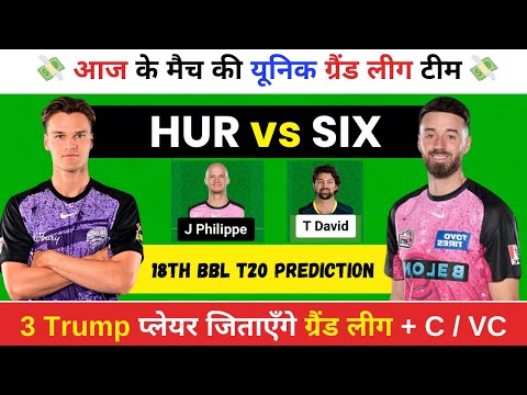 HUR vs SIX Dream11 Prediction, HUR vs SIX, Hobart Hurricanes vs Sydney Sixers, Dream11, SIX vs HUR