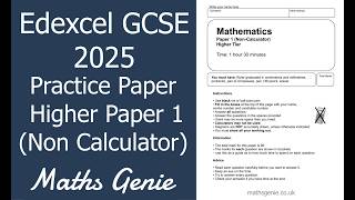 Edexcel GCSE 2025 Higher Paper 1 (Non Calculator) Revision Practice Paper