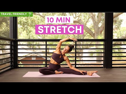 10 Min Relaxing Pilates Stretch- Calming, Stress Relief & Travel Friendly 🌴