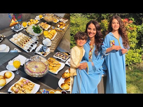 بديت العيد بمفاجأة😂روتيني الصباحي فالعيد 2019 🎉أفكار مائدة ملكية للعيد😀أول مرة سومة تلبس جلابة😅