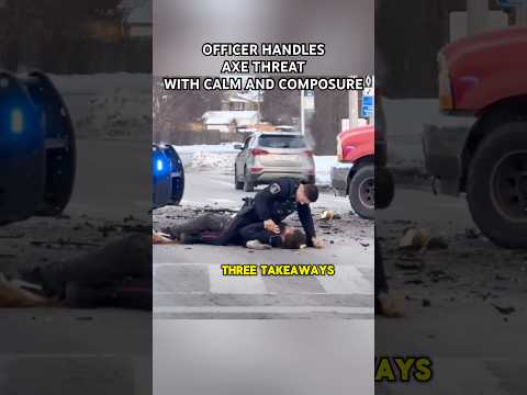 Officer Handles Axe Threat with Calm and Composure – Key Self-Defense Takeaways #shorts