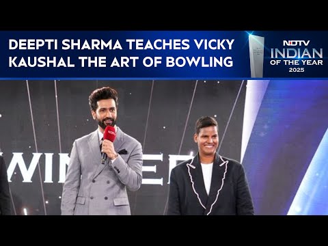 World Cup Winner Deepti Sharma Teaches Vicky Kaushal the Art of Bowling At Indian Of The Year 2025