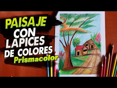 PAISAJE SENCILLO CON LÁPICES DE COLORES PASO A PASO