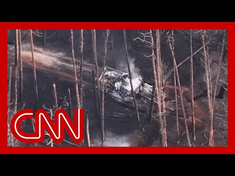 Drone video shows moment Ukrainian artillery strikes Russian forces
