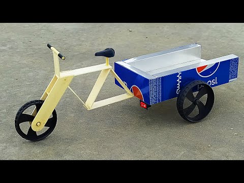 Make a Cargo Cycle Rickshaw With Pepsi cans - Electric Rickshaw - DIY at home