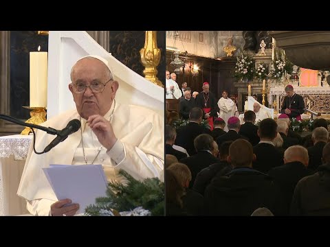 Pope Francis holds Angelus prayer in Ajaccio Cathedral | AFP