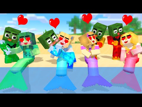 Baby Zombie x Squid Game Doll Mermaid Love - Minecraft Animation