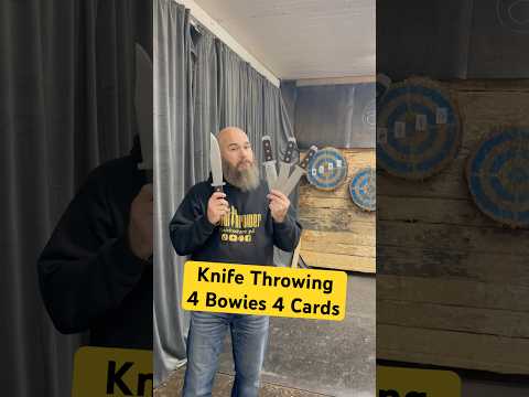 World Champion Knife Thrower Tries Impossible Throw: 4 Bowies in 4 Cards