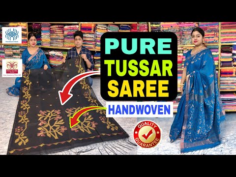 100% Pure Hand Woven Resham Muslin | Tussar Saree with Silk Mark | Pure Linen | Pure Cotton Saree