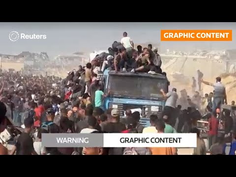YouTube video thumbnail: Palestinians Seek Food Aid in Gaza as Hunger Crisis Grows