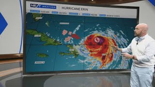 11 a.m. Tropical Update: Erin weakens to a Category 3 hurricane, spinning northwest of Puerto Rico
