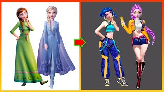 Elsa Anna Frozen GLOW UP Kpop Demon Hunter - Disney Princesses Transformation