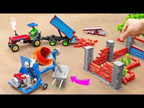 diy tractor mini bricks 🧱 house construction science project  @sunfarming7533