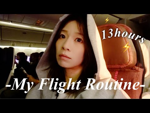 【フライトルーティン】エコノミーで13時間！私の機内の過ごし方【韓国ファンミの告知も！】