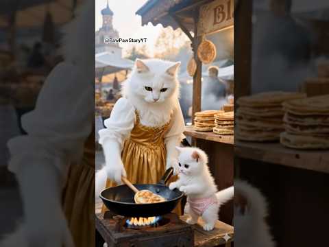 🥚 Mama cat cooks Blini in Novgorod #mamacat #cat #blini #novgorod #russia