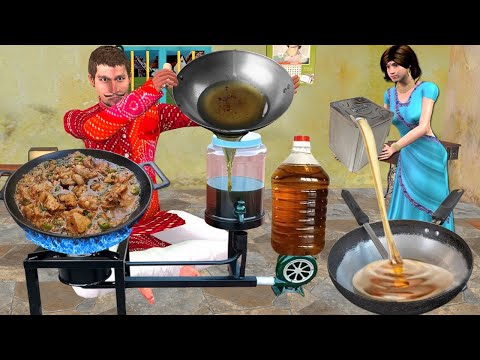 Used Oil Burner Stove DIY Waste Cooking Oil Stove Hindi Kahani Hindi Moral Stories New Comedy Video