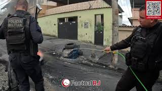 Policias do 41 BPM são atacados durante uma operação no Complexo do Chapadão.