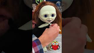 Making chucky’s son… But in reverse 😱🔄👶🔪 #halloween #creepycrafts