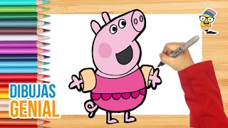 Cómo dibujar a PEPPA PIG en la playa 🏝️🔴🟡🔵✍️🐷 | dibujos para niños