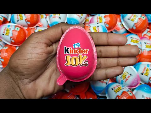 NEW! Colored Glitter Kinder Joy opening ASMR - A lot of Kinder Surprise egg toys Part- 108