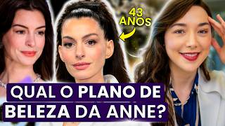 Anne Hathaway aos 42 anos, aparece com rosto bonito, firme e pele com qualidade I Dermato explica