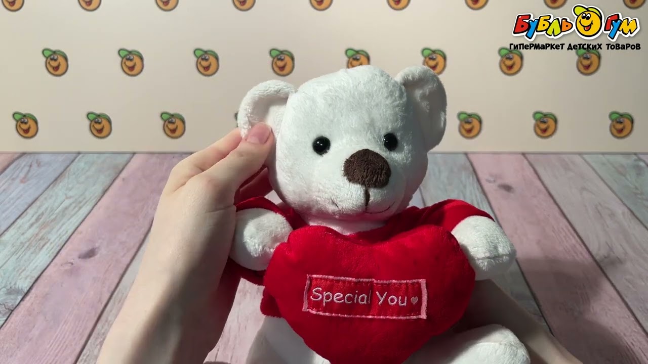 Игрушка мягкая Мишка в красном свитере белый 20см - видео Игрушка мягкая Мишка в красном свитере белый 20см - видео