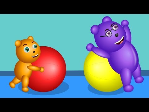 Gummy Bear Playing with Yoga Ball Finger Family  | Gummy Bear Finger Family Nursery Rhymes for Kids